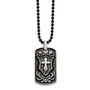 Stainless Steel Antiqued Cross Dog Tag Pendant Necklace