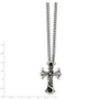 Stainless Steel Antiqued Fancy Scroll Cross Pendant Necklace