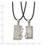 Stainless Steel Polished/Brushed CZ Love Music Halves Necklace Set