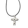 Titanium Leather Cord Cross 18in Necklace