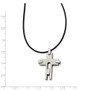 Titanium Leather Cord Cross 18in Necklace
