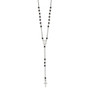 Sterling Silver Black Beaded Roseary with 1.25in .ext Necklace