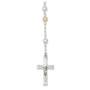 Sterling Silver Polished Rosary Tri-color Beads Necklace