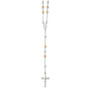 Sterling Silver Polished Rosary w/ Textured Tri-color Beads Necklace