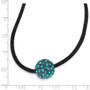 Black-plated Teal Glass Stones Fireball 16in w/ext Necklace