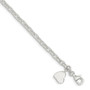 Sterling Silver Small Oval Rolo with Solid Heart Bracelet