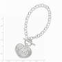 Sterling Silver Puffed Heart Toggle Bracelet