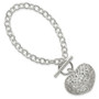 Sterling Silver Puffed Heart Toggle Bracelet