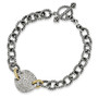 Sterling Silver w/14k .035ct. Diamond 7.5in Link Bracelet