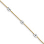 14k Two-Tone Polished 3 Station Oval Beads with .5in Ext. Bracelet