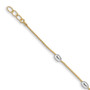 14k Two-Tone Polished 3 Station Oval Beads with .5in Ext. Bracelet