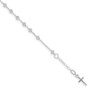 14k White Gold D/C Cross and Miraculous Medal .75in ext. Bracelet