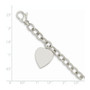 14k White Gold 8.5in Polished Engravable Link with Heart Charm Bracelet