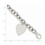 14k White Gold 8.5in Polished Engravable Link with Heart Charm Bracelet