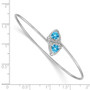 14k White Gold Blue Topaz Flexible Bangle