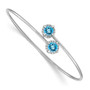 14k White Gold Blue Topaz Flexible Bangle