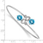 14k White Gold Blue Topaz Flexible Bangle