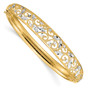 14K and Rhodium Diamond-cut Bangle Bracelet