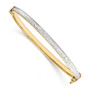 14k w/Rhodium Diamond-cut Hinged Bangle Bracelet