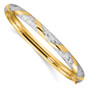14k W/White Rhodium Diamond Cut Criss-Cross Bangle