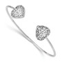 Sterling Silver Rhodium-plated Heart Cuff Bangle