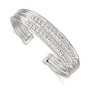 Sterling Silver Polished Beaded Flexible Cuff Bangle