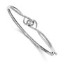 Sterling Silver Rhodium Diam. Double Heart Hinged Bangle