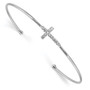 Sterling Silver Rhodium-plated CZ Cross Slip-on Cuff Bangle Bracelet