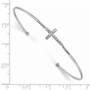 Sterling Silver Rhodium-plated CZ Cross Slip-on Cuff Bangle Bracelet