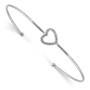 Sterling Silver Rhodium-plated CZ Heart Cuff Bangle Bracelet