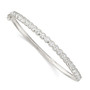 Sterling Silver Polished Bezel CZ Hinged Bangle