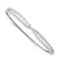 Sterling Silver Rhodium-plated Criss Cross CZ Hinged Bangle