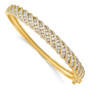 Sterling Silver Gold-tone CZ Hinged Bangle