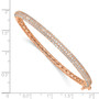 Sterling Silver Pav Rose-tone 175 Stone CZ Hinged Bangle