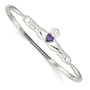 Sterling Silver Purple CZ Claddagh Bangle