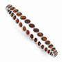 Sterling Silver Rhodium Plated Oval Garnet Slip On Bangle