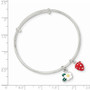 Sterling Silver Enamel Kid's Flower and Strawberry Bangle