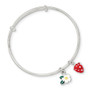 Sterling Silver Enamel Kid's Flower and Strawberry Bangle