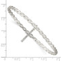 Sterling Silver Polished & Textured CZ Cross Bangle