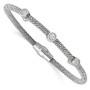 Sterling Silver Polished Rhodium-plated CZ Magnetic Mesh Bracelet