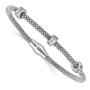 Sterling Silver Polished Rhodium-plated CZ Magnetic Mesh Bracelet