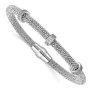 Sterling Silver Polished Rhodium-plated CZ Magnetic Mesh Bracelet