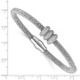 Sterling Silver Polished Rhodium-plated CZ Italian Magnetic Mesh Bracelet