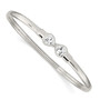 Sterling Silver CZ Heart Open/Flexible Bangle Bracelet