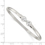 Sterling Silver CZ Heart Open/Flexible Bangle Bracelet