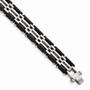 Stainless Steel Polished Black Rubber Bracelet