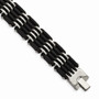 Stainless Steel Polished Black Rubber Bracelet