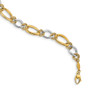 14K Two-tone Polished & Textured Fancy Oval Curb Bracelet