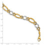 14K Two-tone Polished & Textured Fancy Oval Curb Bracelet