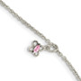 Sterling Silver Pink CZ w/ 1.5in ext. Butterfly Kid's Bracelet